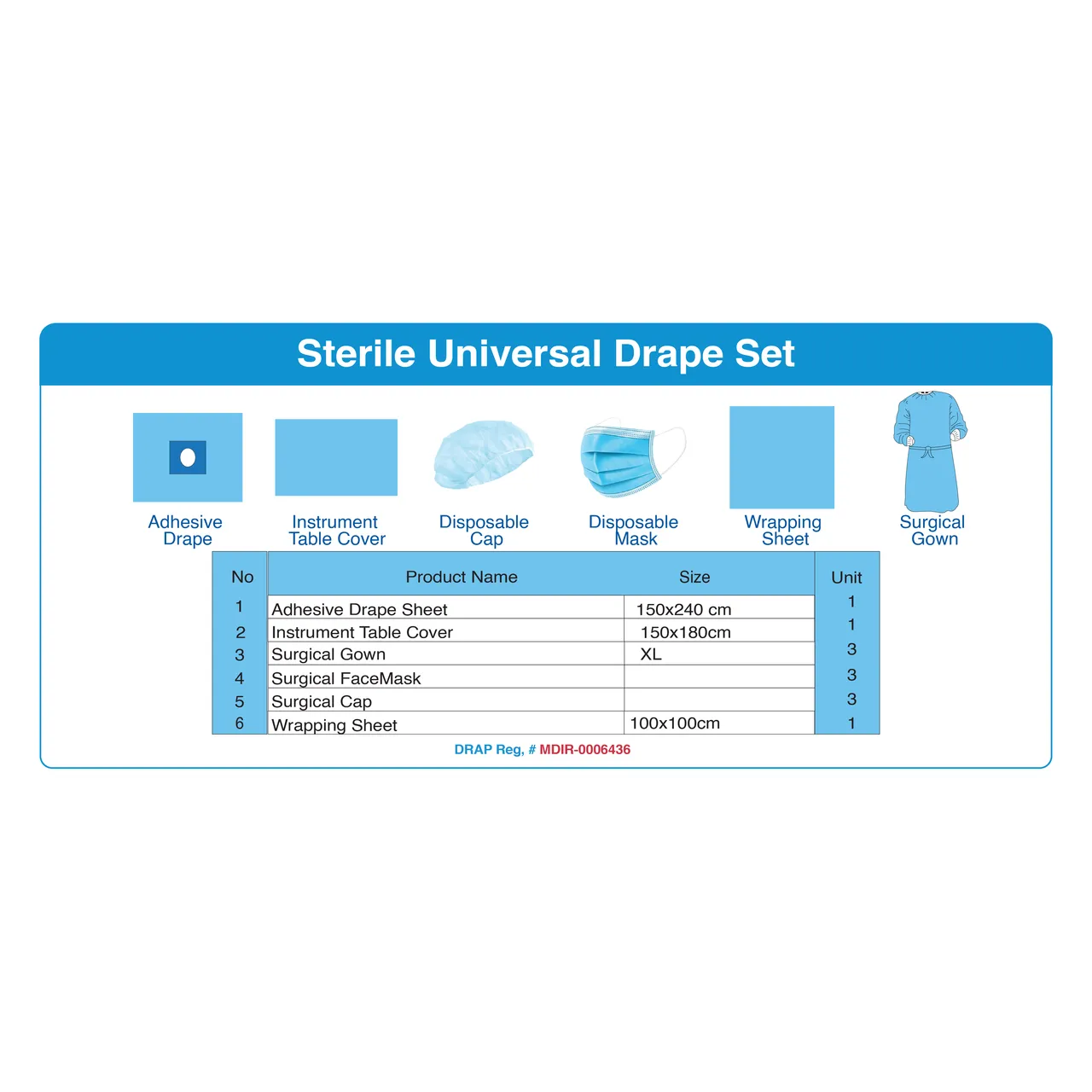 Sterile Universal Drape Set - Selected View